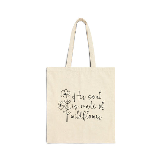 Wildflower Soul Cotton Canvas Tote Bag | Eco-Friendly Shopping Bag, Beach Tote, Gift Bag, Floral Tote, Reusable Grocery Bag