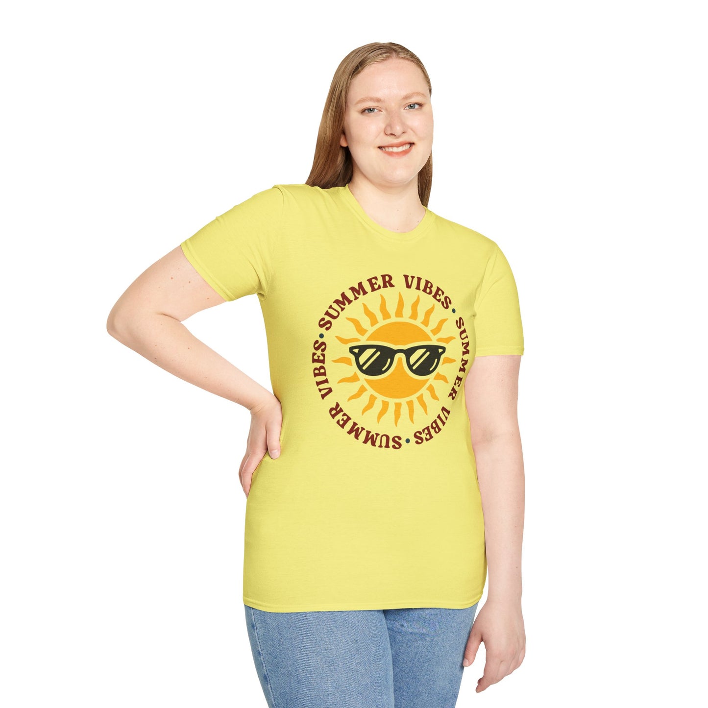 Summer Vibes – Bright Yellow Sun Tee