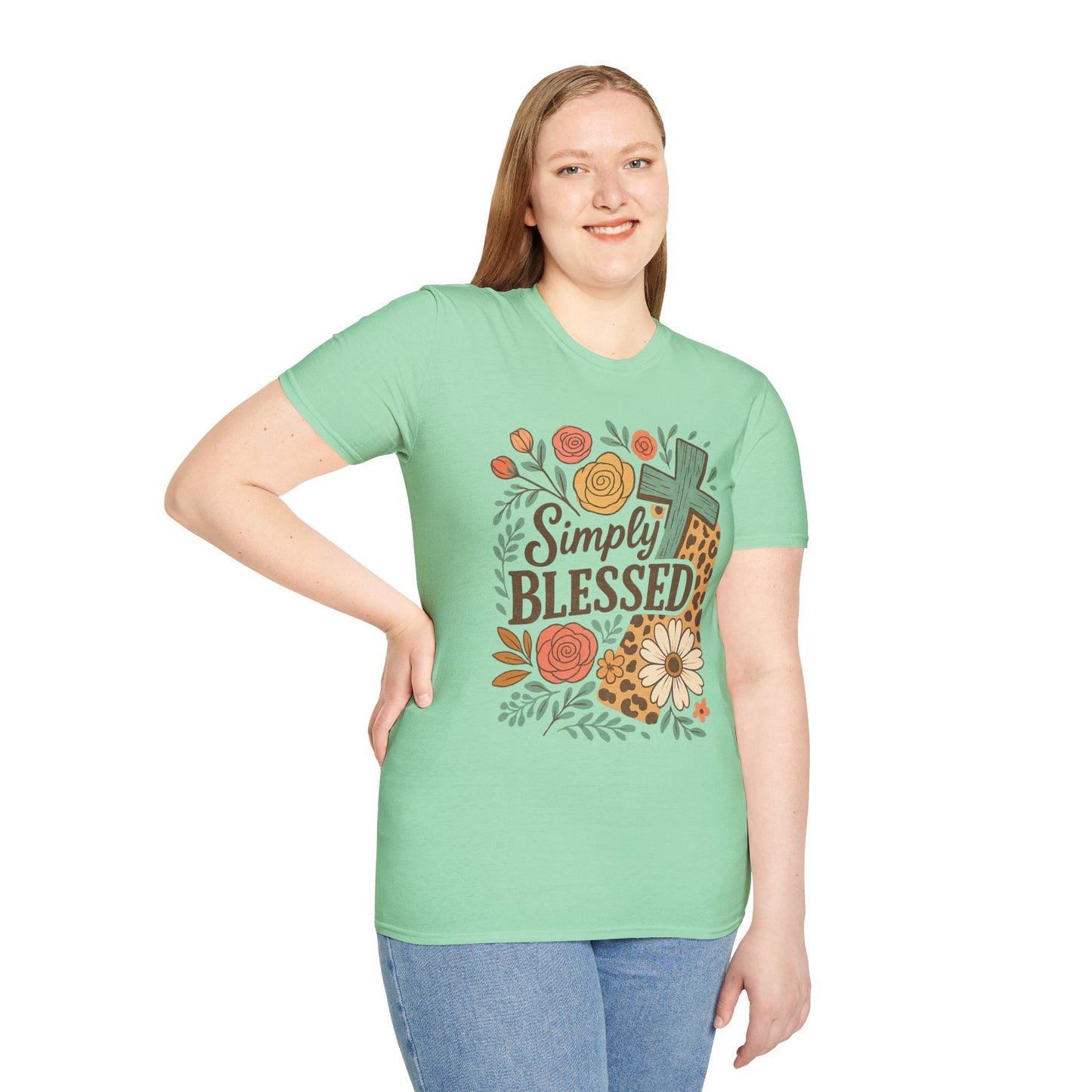 Simply Blessed Unisex Softstyle T-Shirt, Faith Shirt, Casual Gift, Christian Apparel, Spring Fashion, Inspirational Tee