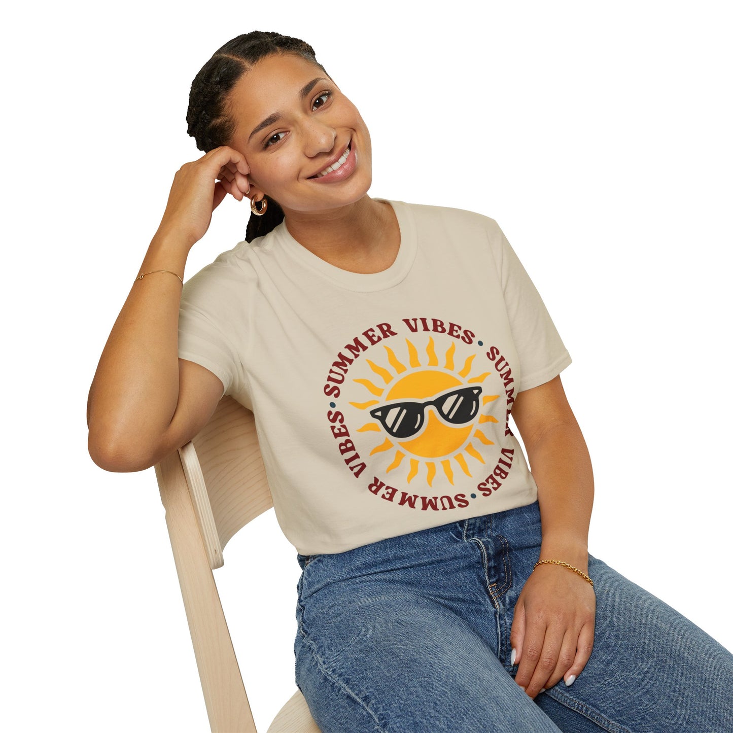 Summer Vibes – Bright Yellow Sun Tee