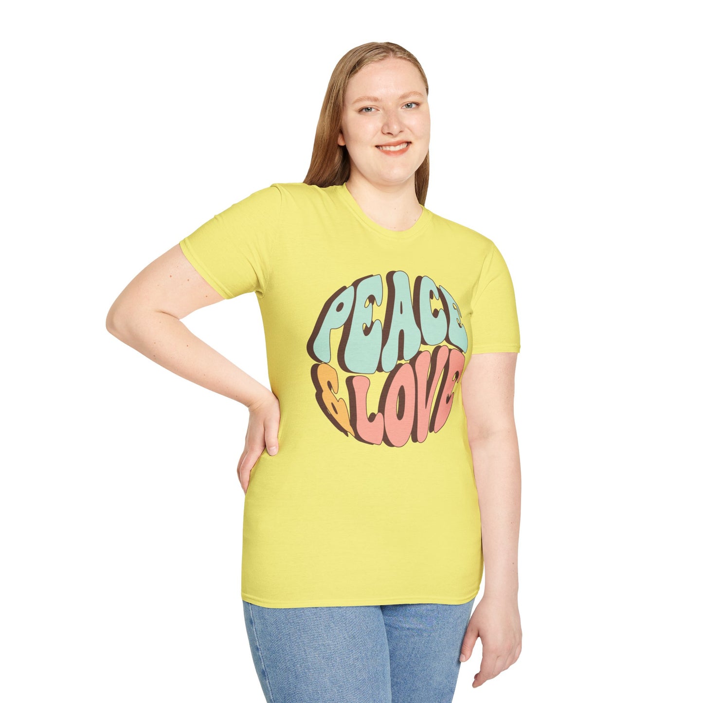 Peace & Love Unisex Softstyle T-Shirt - Retro Vibe for Casual Outings