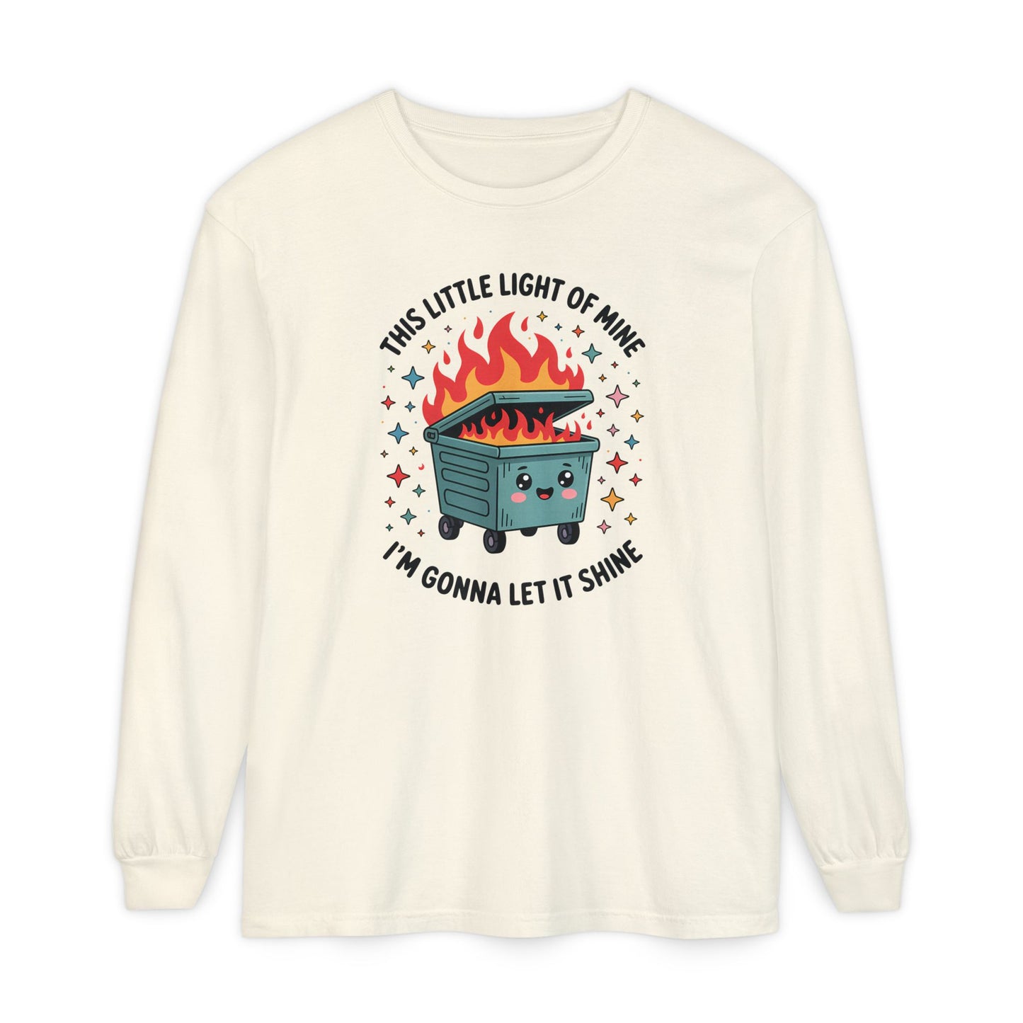 Cute Dumpster Fire Long Sleeve T-Shirt, Graphic Tee for Fun, Quirky Gift, Casual Outfit, Perfect for Summer, Lighthearted Apparel