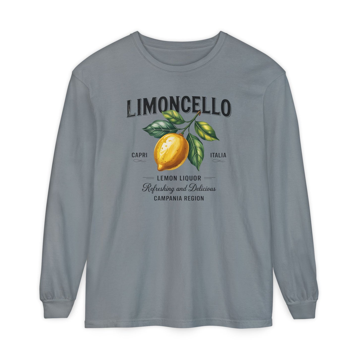 Limoncello Long Sleeve Tee, Easygoing Style, Perfect for Summer Gatherings, Gift for Lemon Lovers, Relaxed Fit T-Shirt