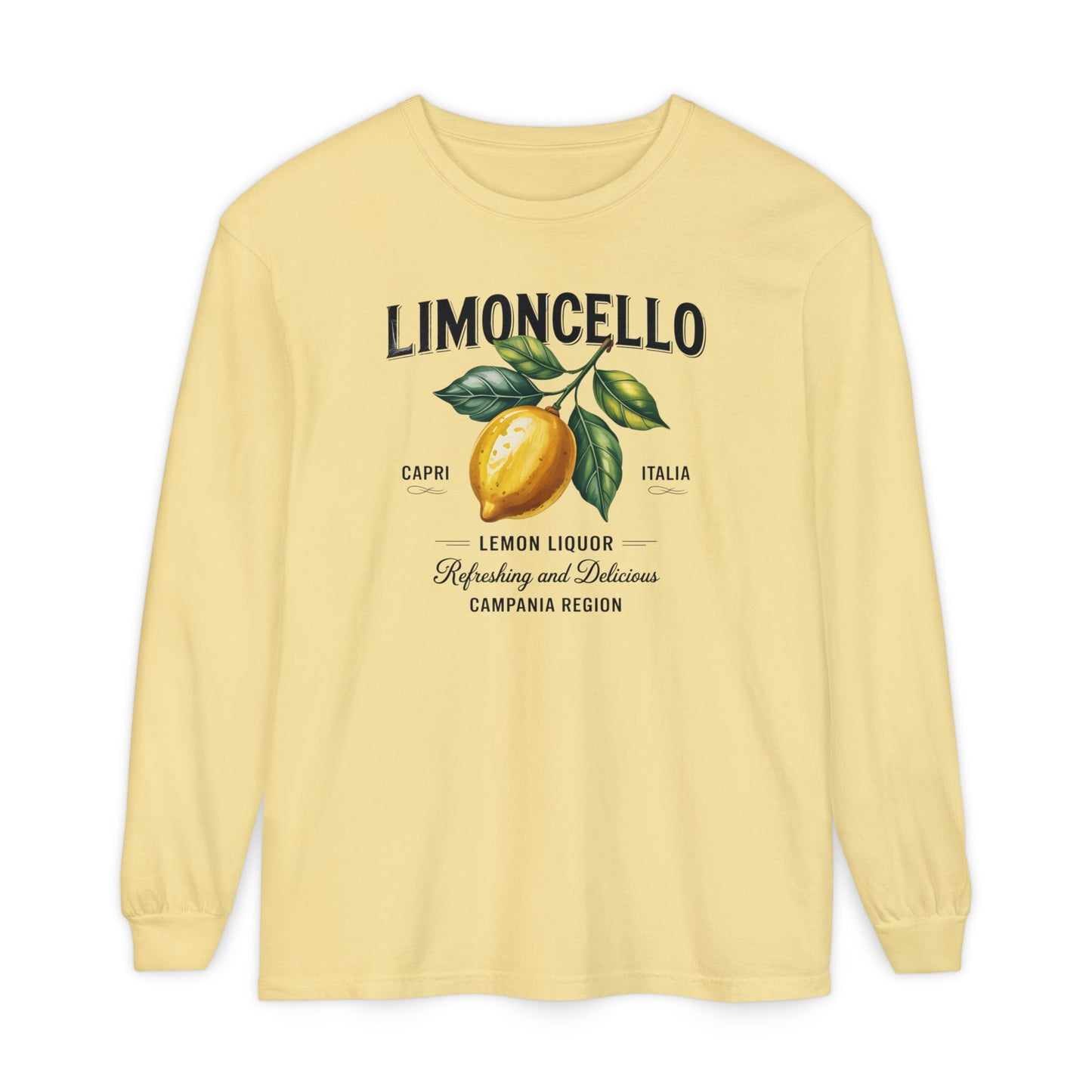 Limoncello Long Sleeve Tee, Easygoing Style, Perfect for Summer Gatherings, Gift for Lemon Lovers, Relaxed Fit T-Shirt