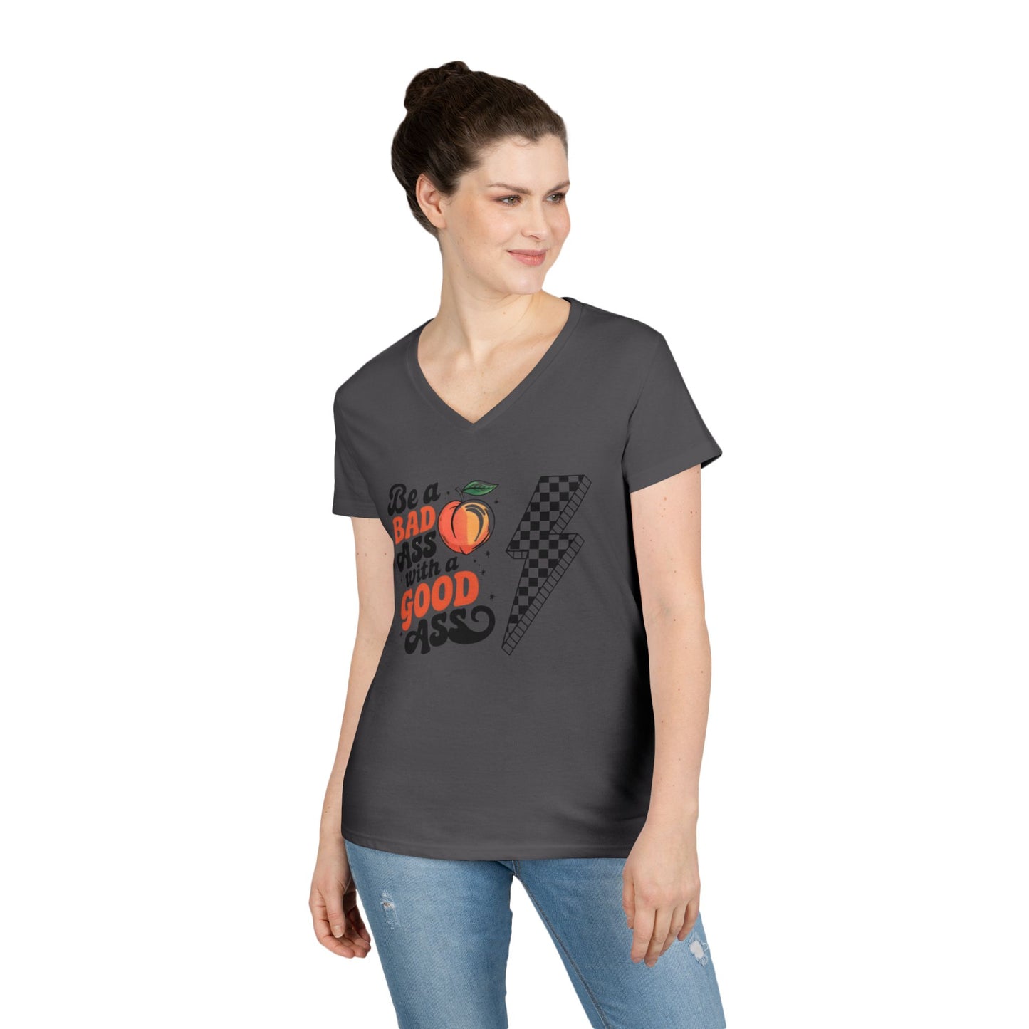 Be a Badass Ladies' V-Neck T-Shirt - Fun and Empowering Graphic Tee