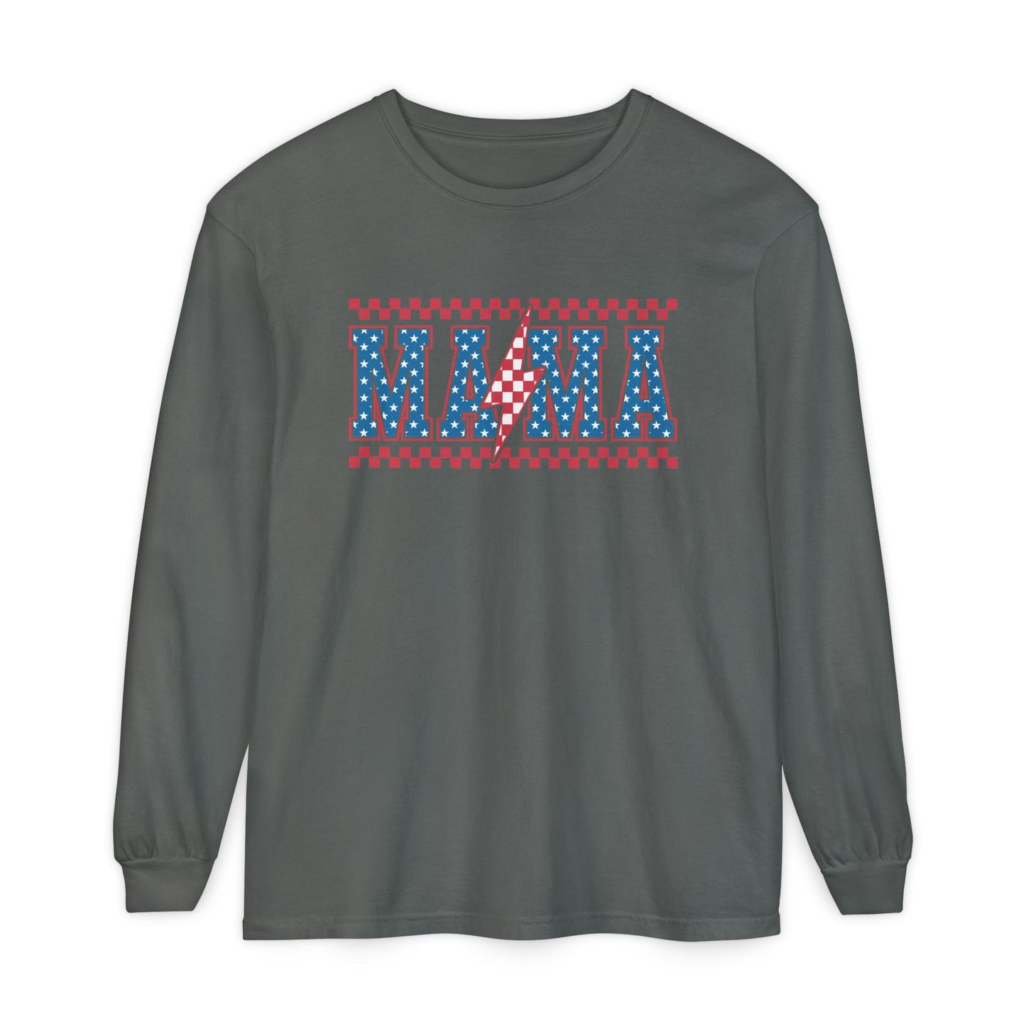 Unisex Long Sleeve T-Shirt, Festive Mama Top, Gift for Moms, Summer BBQ Shirt, Patriotic Apparel, Casual Everyday Wear