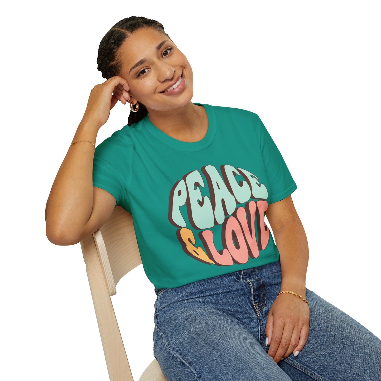 Peace & Love Unisex Softstyle T-Shirt - Retro Vibe for Casual Outings
