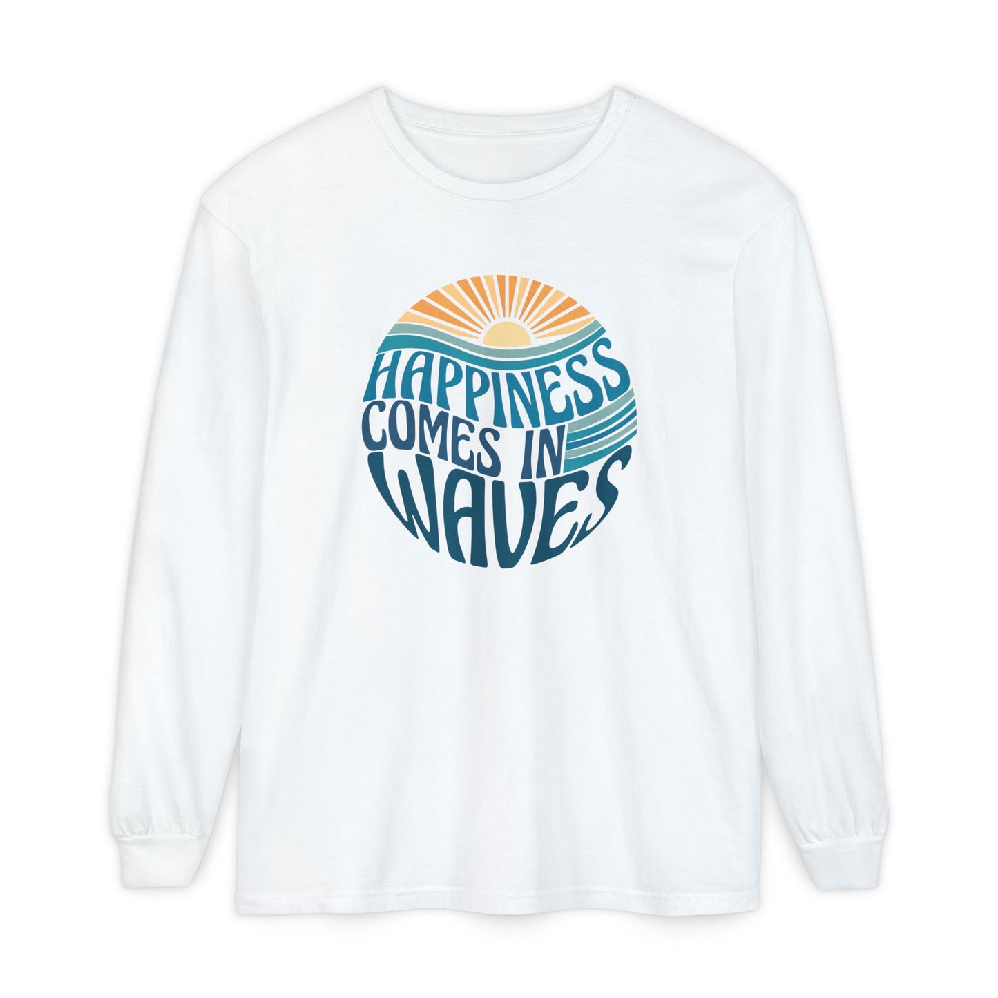 Happiness Comes in Waves Tee, Beachwear, Casual Outfit, Gift for Ocean Lovers, Summer Apparel