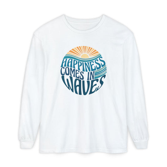 Happiness Comes in Waves Tee, Beachwear, Casual Outfit, Gift for Ocean Lovers, Summer Apparel