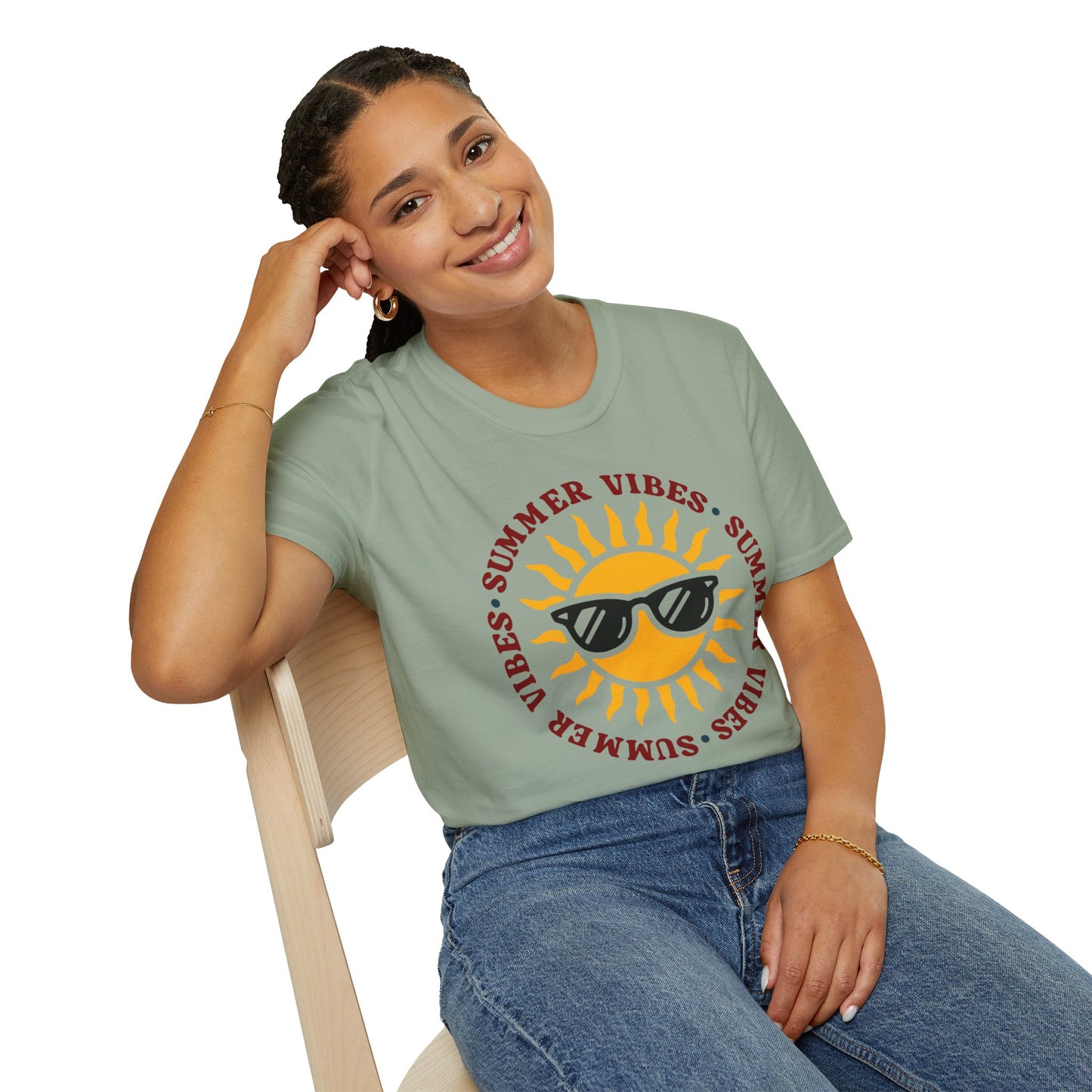Summer Vibes – Bright Yellow Sun Tee