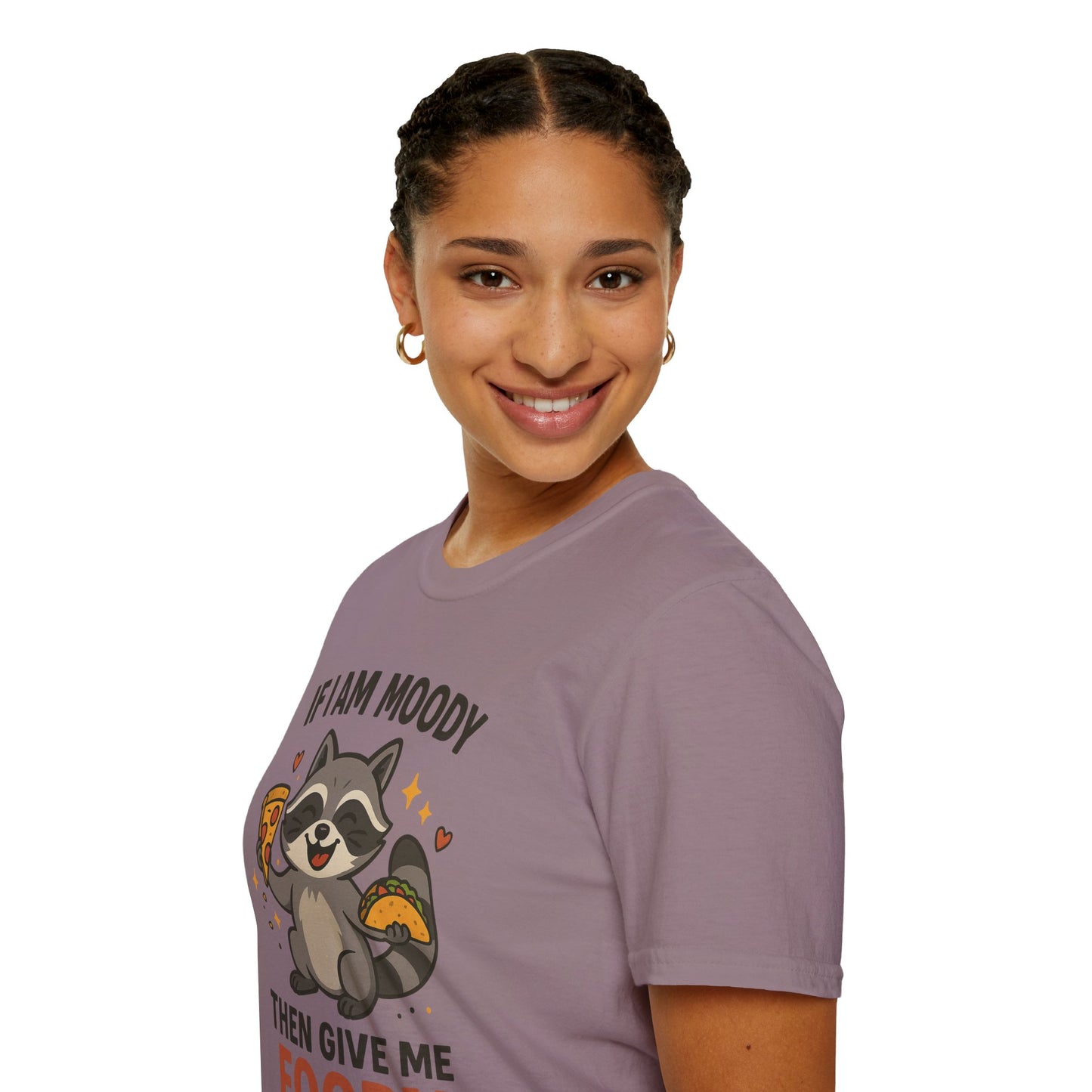Funny Moody Raccoon T-Shirt - 'If I Am Moody Then Give Me Foody'