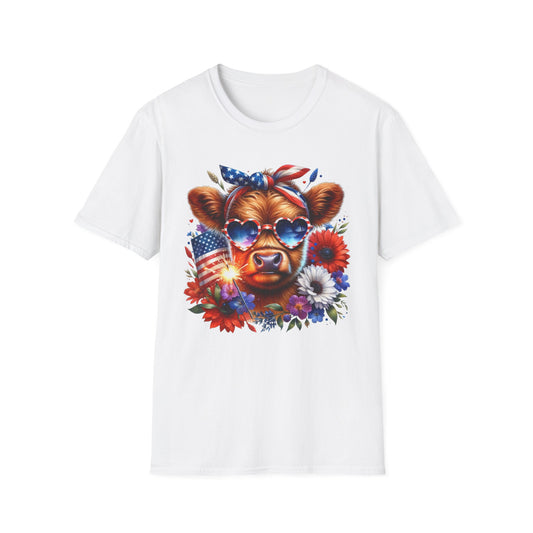 Patriotic Cow T-Shirt - Tee for Summer Celebrations