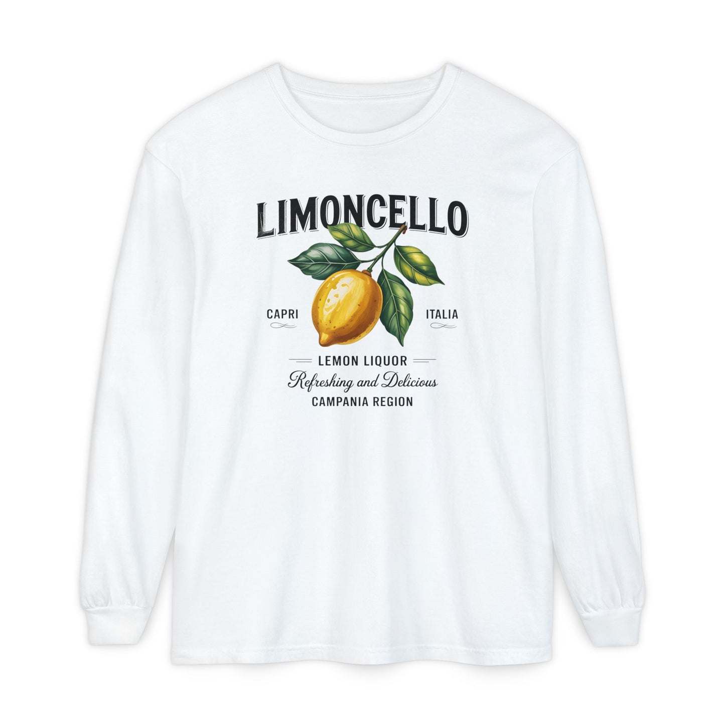 Limoncello Long Sleeve Tee, Easygoing Style, Perfect for Summer Gatherings, Gift for Lemon Lovers, Relaxed Fit T-Shirt