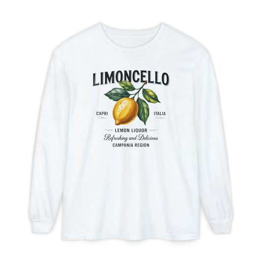 Limoncello Long Sleeve Tee, Easygoing Style, Perfect for Summer Gatherings, Gift for Lemon Lovers, Relaxed Fit T-Shirt