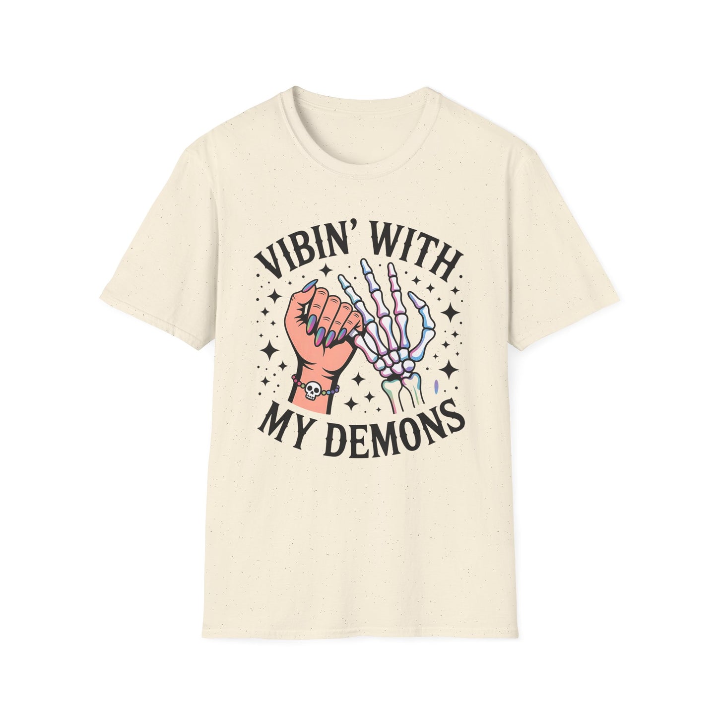 Unisex Skeleton Graphic Tee - Vibin' with My Demons, Trendy Halloween Shirt, Vintage Style Unisex T-Shirt, Casual Everyday Wear, [...]
